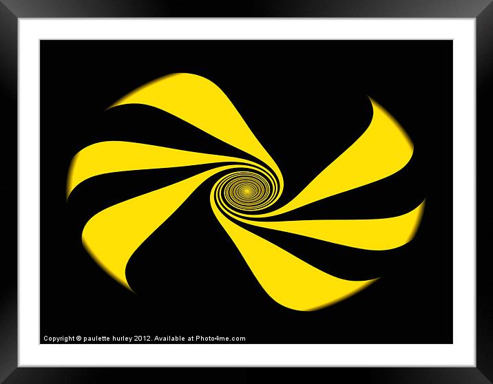 Abstract Yellow Ribbon Swirl Framed Mounted Print by paulette hurley