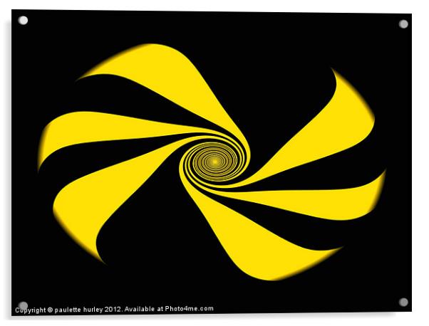 Abstract Yellow Ribbon Swirl Acrylic by paulette hurley