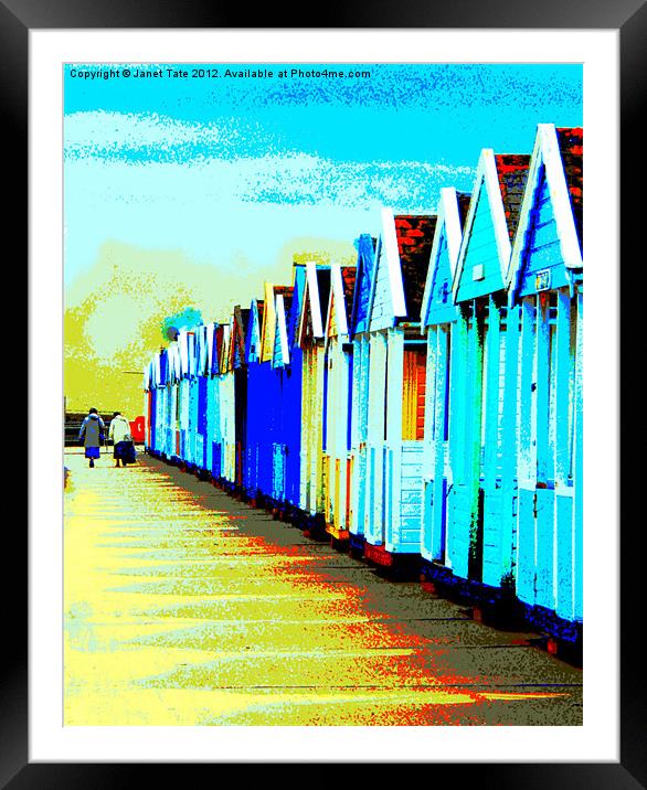 Southwold Beach Hut Ladies Framed Mounted Print by Janet Tate
