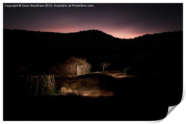 Field Shelter at Twilight Print by Sean Needham