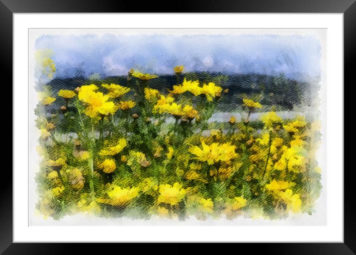 Yellow landscape Framed Mounted Print by Michael Goyberg