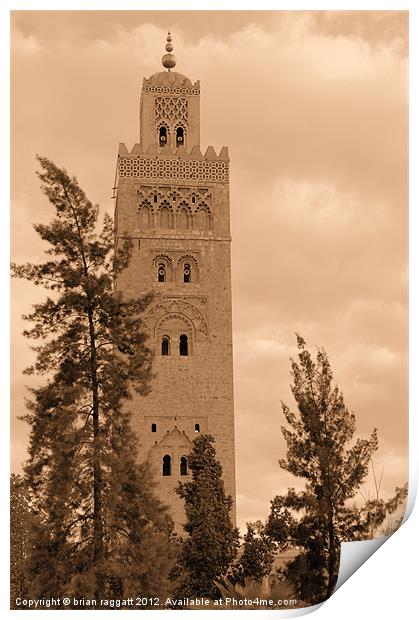 Jamaa El-Fna mosque Marrakesh Print by Brian  Raggatt