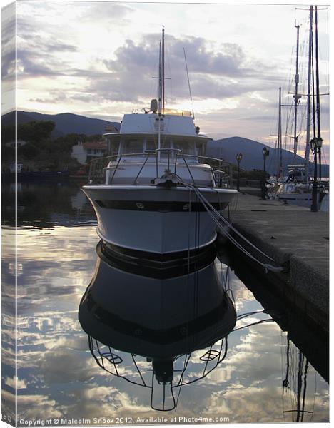 Reflections in a harbour Canvas Print by Malcolm Snook