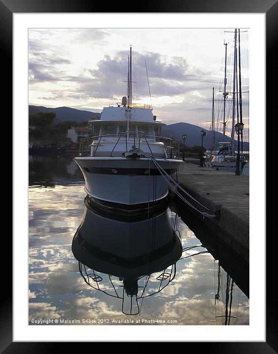 Reflections in a harbour Framed Mounted Print by Malcolm Snook