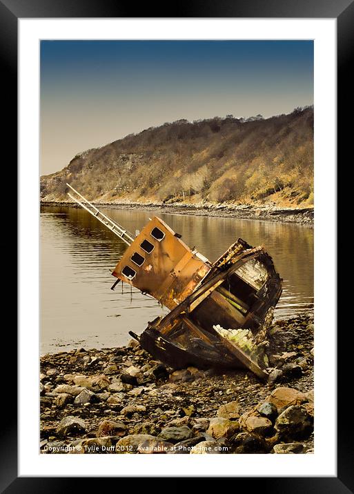 Shipwreck on Highland Beach at Diabaig Framed Mounted Print by Tylie Duff Photo Art