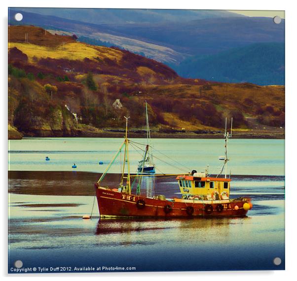 Fishing Boat in Loch Broom Acrylic by Tylie Duff Photo Art