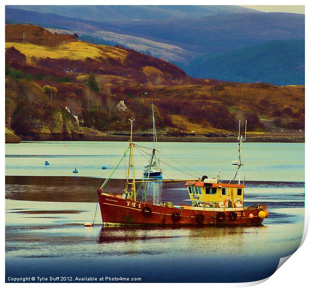 Fishing Boat in Loch Broom Print by Tylie Duff Photo Art
