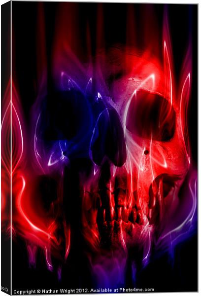 Flaming skull Canvas Print by Nathan Wright