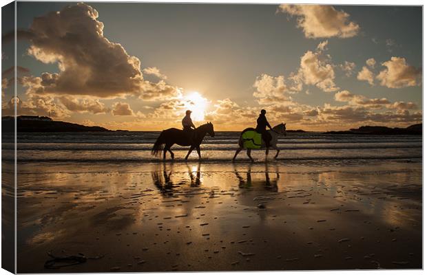 Horses on the beach Canvas Print by Gail Johnson