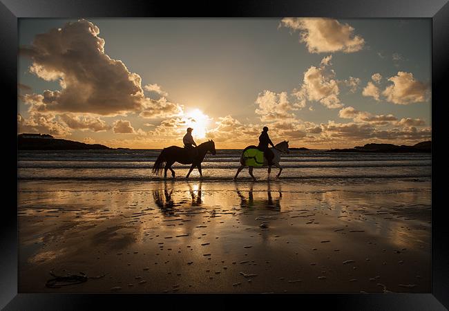 Horses on the beach Framed Print by Gail Johnson