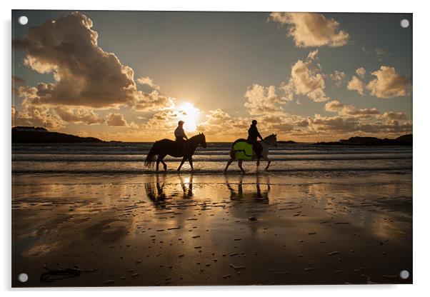 Horses on the beach Acrylic by Gail Johnson