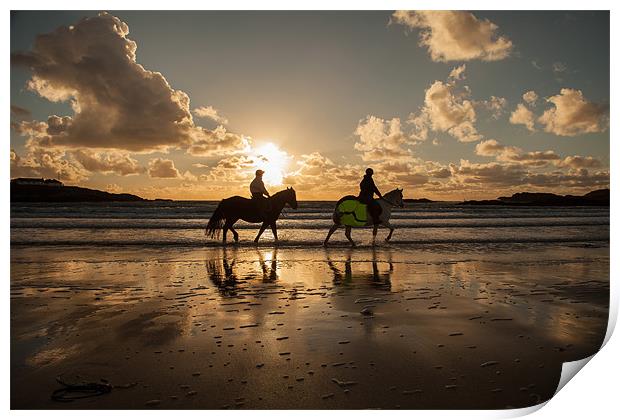 Horses on the beach Print by Gail Johnson