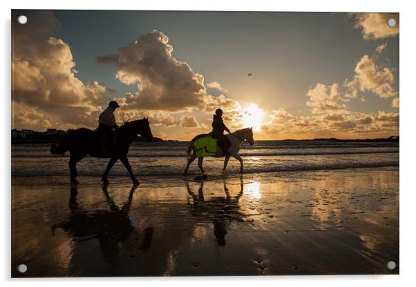 Trearddur Bay Sunset Acrylic by Gail Johnson