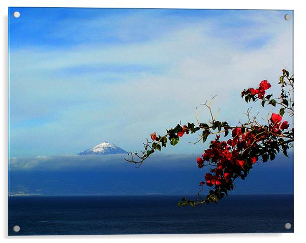 Spain - Pico del Teide from La Gomera 1  Acrylic by David Turnbull