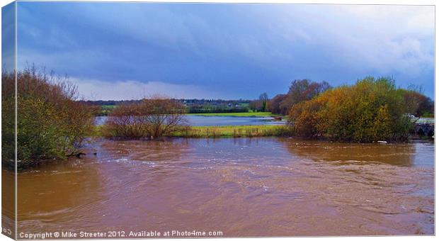 River Stour in Flood Canvas Print by Mike Streeter