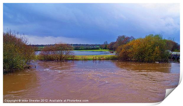 River Stour in Flood Print by Mike Streeter
