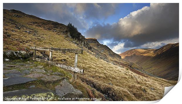 Fence at Honister Pass Print by Creative Photography Wales