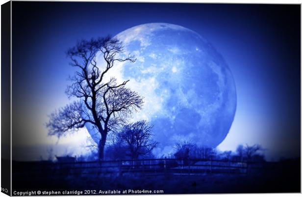 Tree and moon silhouette Canvas Print by stephen clarridge