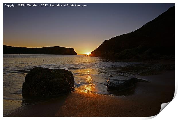 Sunrise and Rocks Print by Phil Wareham