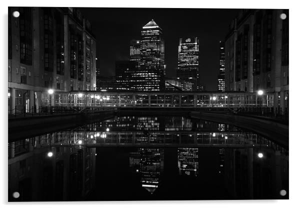 London,Canary Wharf,  Evening Photograph, Acrylic by Allen Gregory