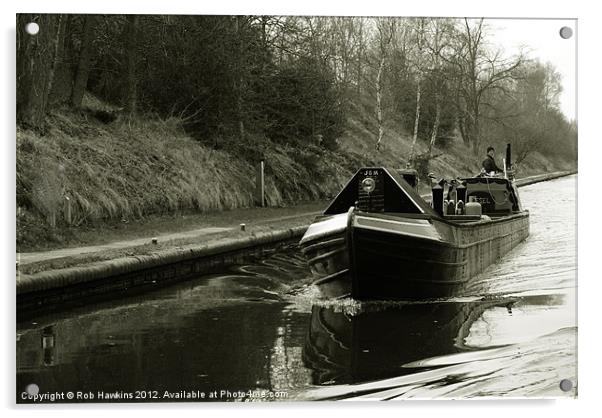 Narrowboat on the New Cut Acrylic by Rob Hawkins