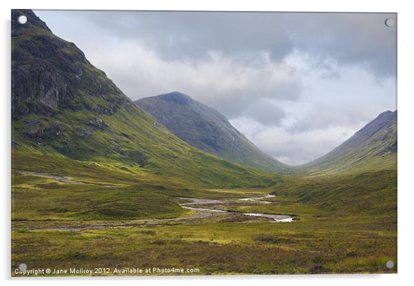 Glencoe, Highlands of Scotland Acrylic by Jane McIlroy