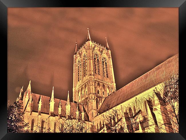 Lincoln Cathedral by night Framed Print by Claire Hartley