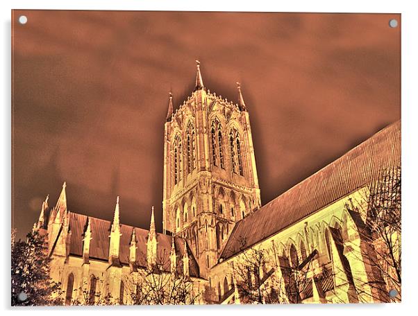 Lincoln Cathedral by night Acrylic by Claire Hartley