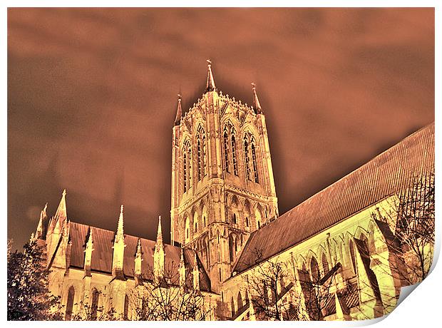 Lincoln Cathedral by night Print by Claire Hartley