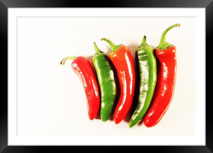 Five Chillis Framed Mounted Print by Adrian Wilkins