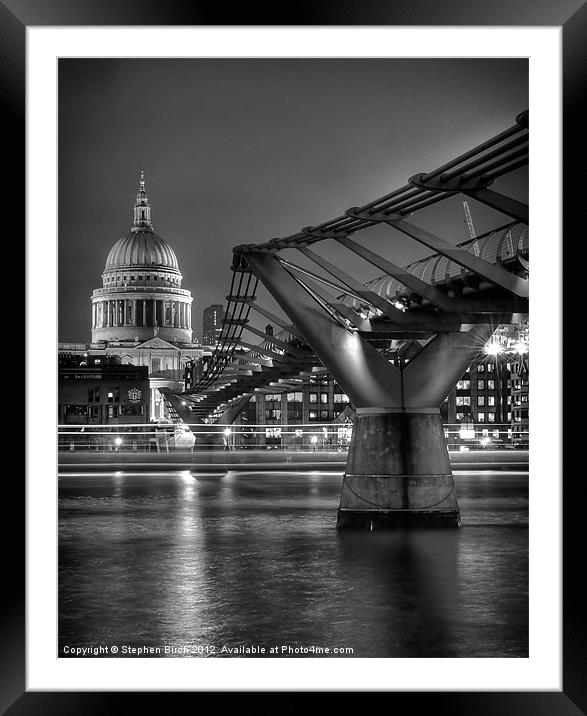 St Paul''s Cathedral and the Millenium Briddge Framed Mounted Print by Stephen Birch
