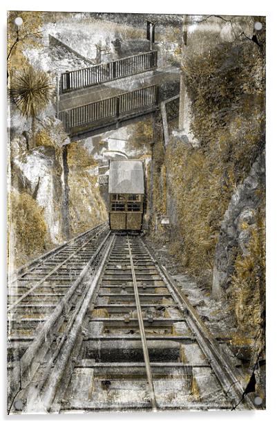 Lynton & Lynmouth Cliff Railway Acrylic by Mike Gorton