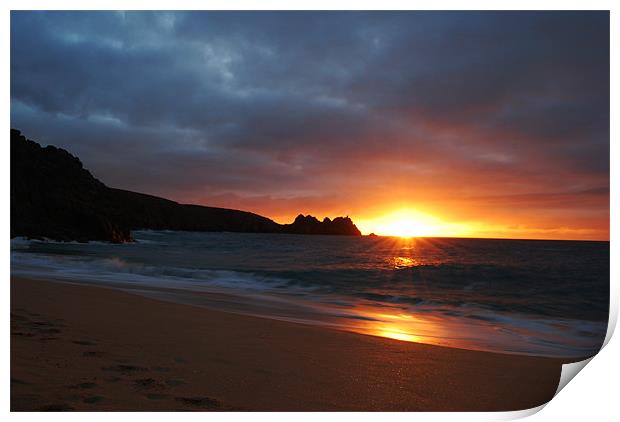 Cornish Sunset Over Water  Print by Oliver Porter