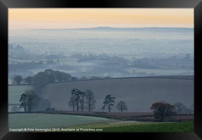 Misty morning view Framed Print by Pete Hemington
