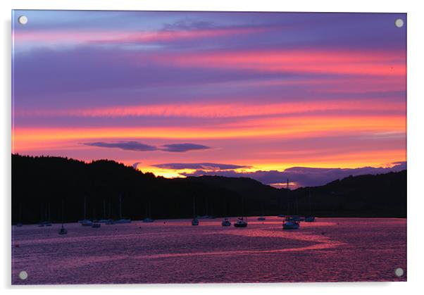 Scottish landscape sunset Kippford Acrylic by Linda More