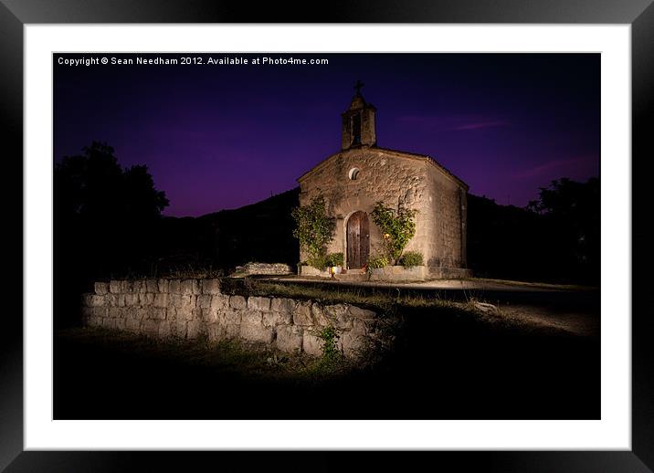 Mountain Chapel at Night (2) Framed Mounted Print by Sean Needham