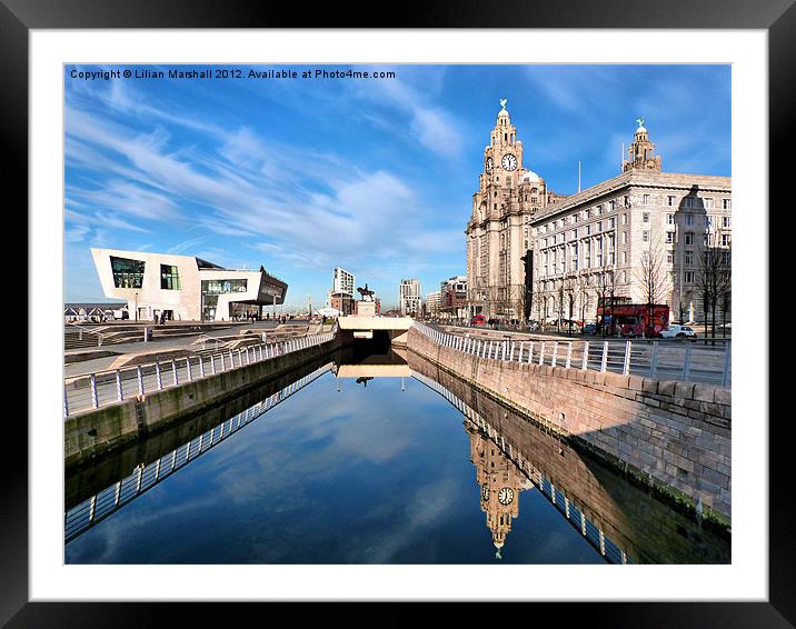 The Pier Head Liverpool. Framed Mounted Print by Lilian Marshall