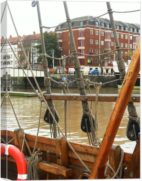 Bristol Through the Rigging. Canvas Print by Heather Goodwin