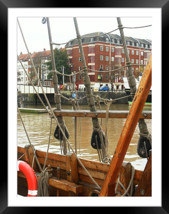 Bristol Through the Rigging. Framed Mounted Print by Heather Goodwin