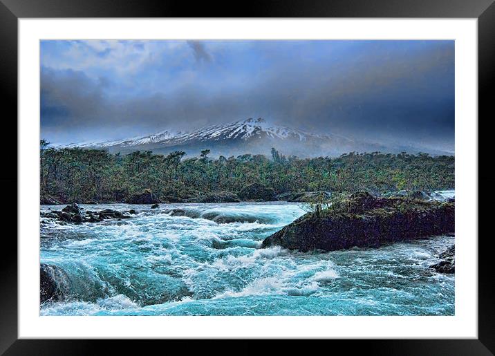 Saltos de Petrohue in Drama Framed Mounted Print by Paul Fisher