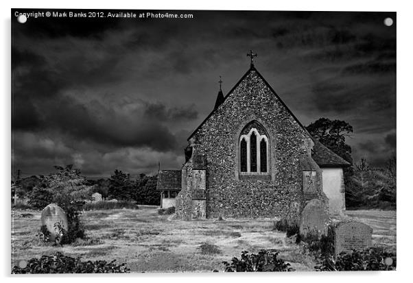 Church at Colemore Acrylic by Mark  F Banks