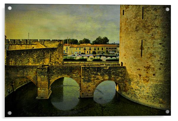 Medieval Moat and Walls, Aigues Mortes Acrylic by Jacqi Elmslie
