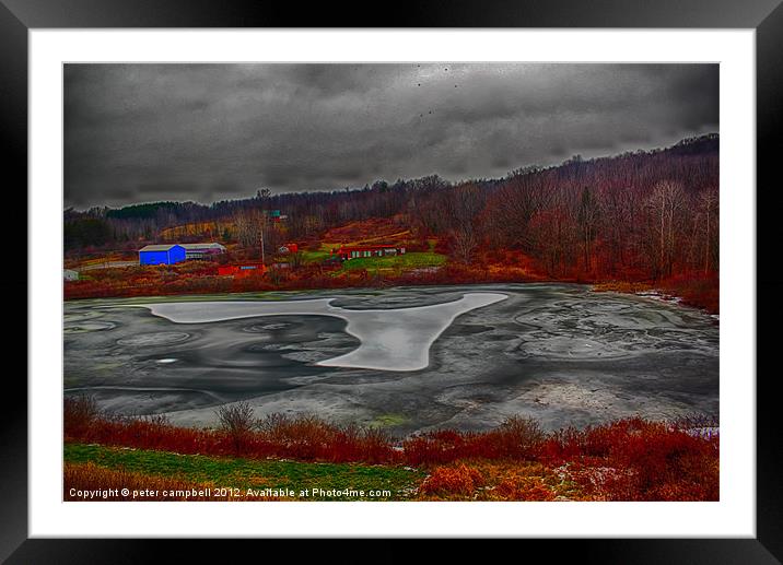Frozen Pond Framed Mounted Print by peter campbell