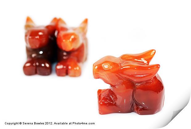Red Agate Carved Rabbits Print by Serena Bowles