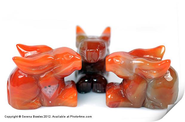Red Agate Carved Rabbits Print by Serena Bowles