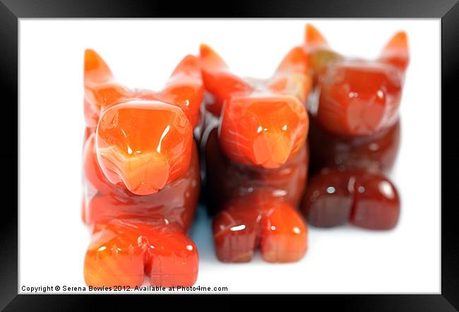 Red Agate Carved Rabbits Framed Print by Serena Bowles
