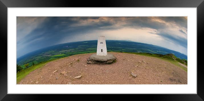 Wrekin trig point panorama Framed Mounted Print by Paul Fisher