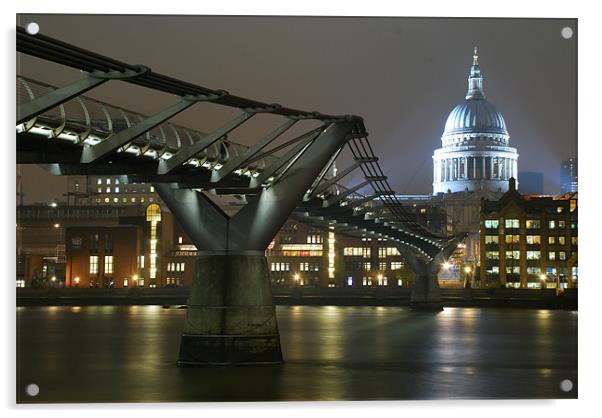 ST Pauls, London, Millennium Bridge Acrylic by Allen Gregory