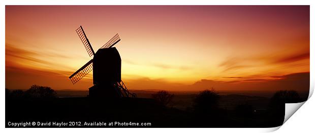 Brill Windmill Autumn Sunset Print by David Haylor