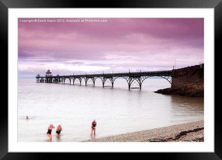 Bathers at Clevedon Pier Framed Mounted Print by David Haylor